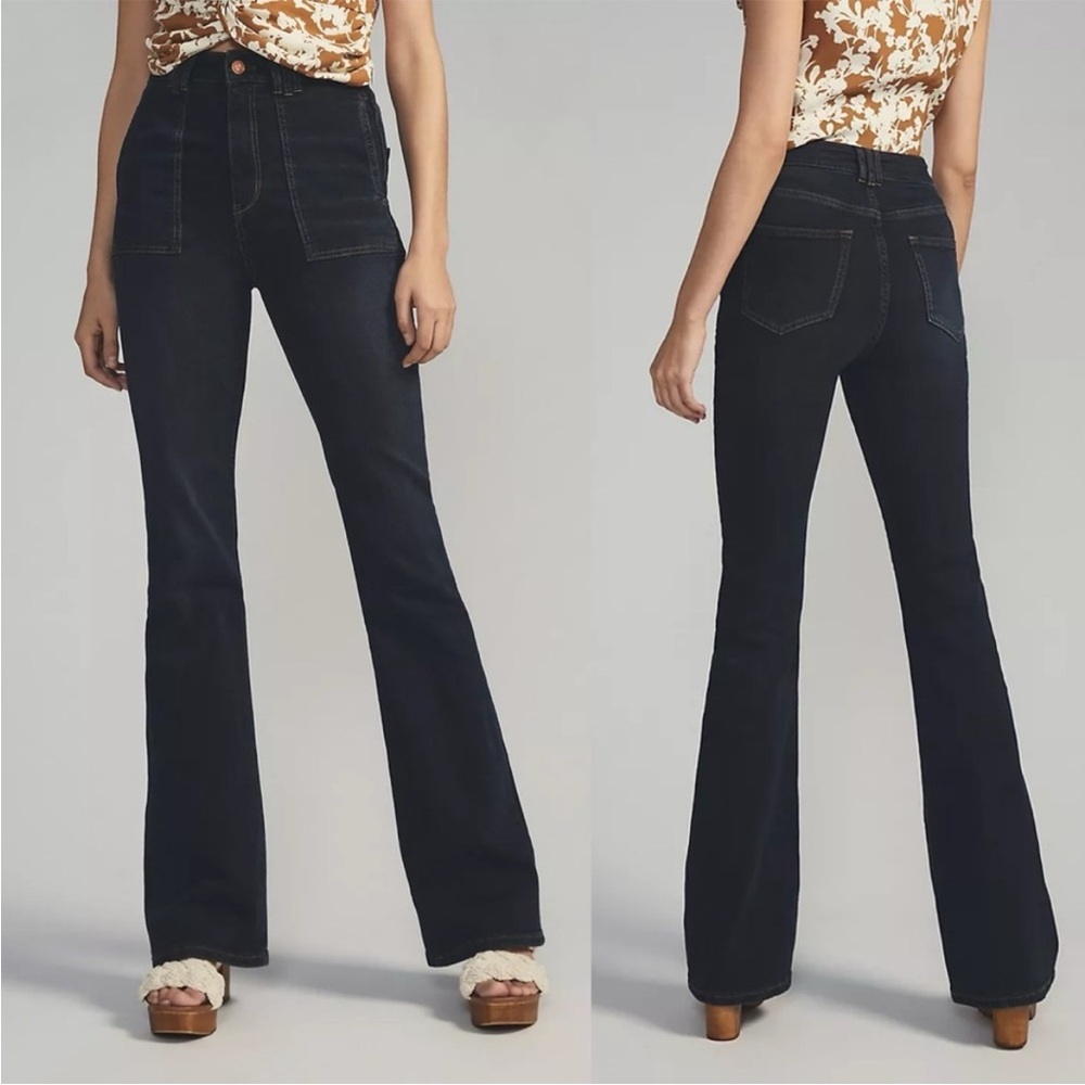 Anthropologie Pilcro The Icon Flare Jeans Dark Blue Wash Size 29